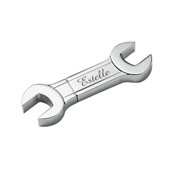 8 GB gravírozott USB-kulcs villáskulcs alakban 8 GB gravírozott USB-kulcs villáskulcs alakban