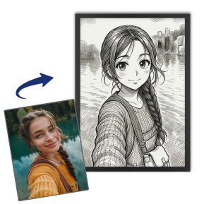 Személyre szabott vintage manga stílusú portré Személyre szabott vintage manga stílusú portré