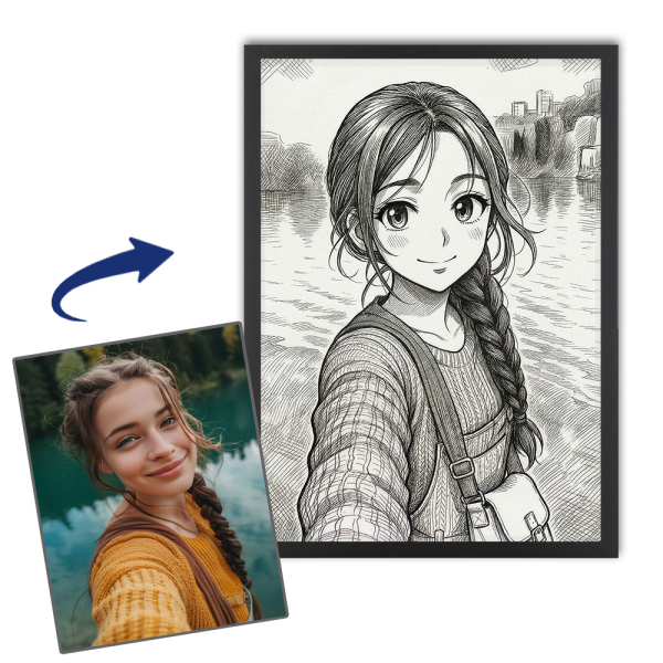 Személyre szabott vintage manga stílusú portré Személyre szabott vintage manga stílusú portré