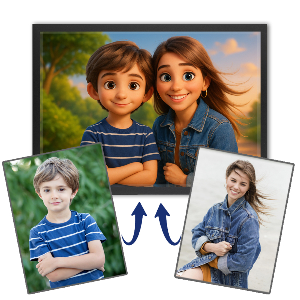 Fotómontázs 3D animációs film stílusú portréhoz Fotómontázs 3D animációs film stílusú portréhoz