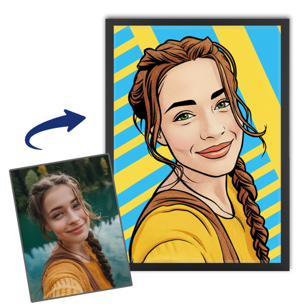 Pop art képregény stílusú portré fotó alapján Pop art képregény stílusú portré fotó alapján