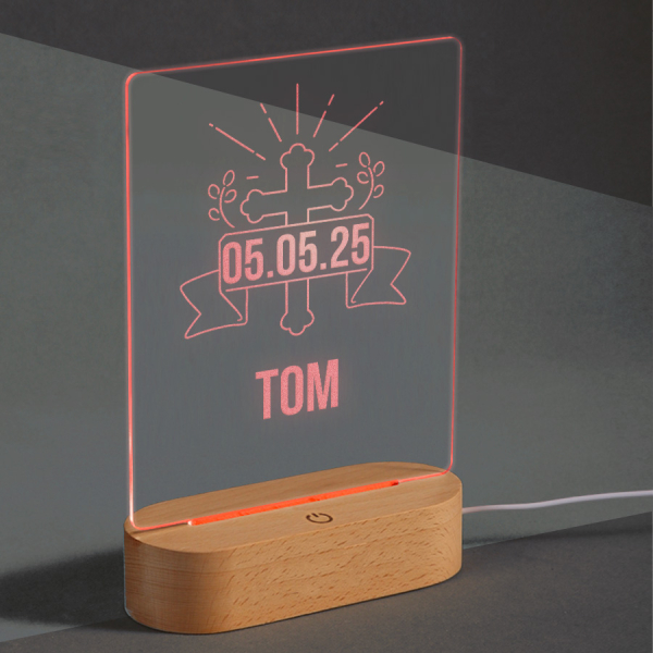 Személyre szabott LED-lámpa – Keresztelő Személyre szabott LED-lámpa – Keresztelő