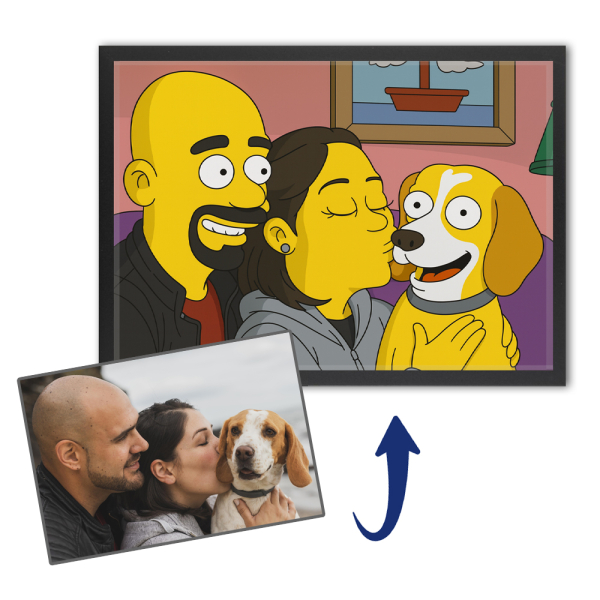 Karikatúra sárga rajzfilmstílusban egy fénykép alapján Karikatúra sárga rajzfilmstílusban egy fénykép alapján