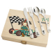 F1-es pilóta mintás gravírozott fadobozos evőeszközkészlet F1-es pilóta mintás gravírozott fadobozos evőeszközkészlet
