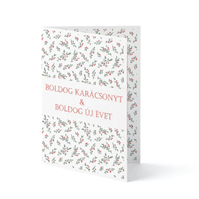 Kar�csonyi �dv�zlők�rtya | Piros bogy�k