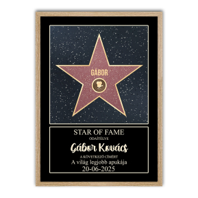 Szem�lyre szabott Walk of Fame oklev�l keretben